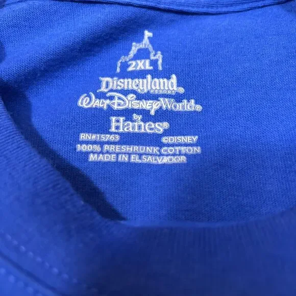 Disney Adult Shirt XXL Blue White Hanes Disneyland Resort 2011 Pullover Tee Mens - Picture 3 of 7